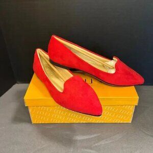 Vibrant Red Suede Women's Loafers